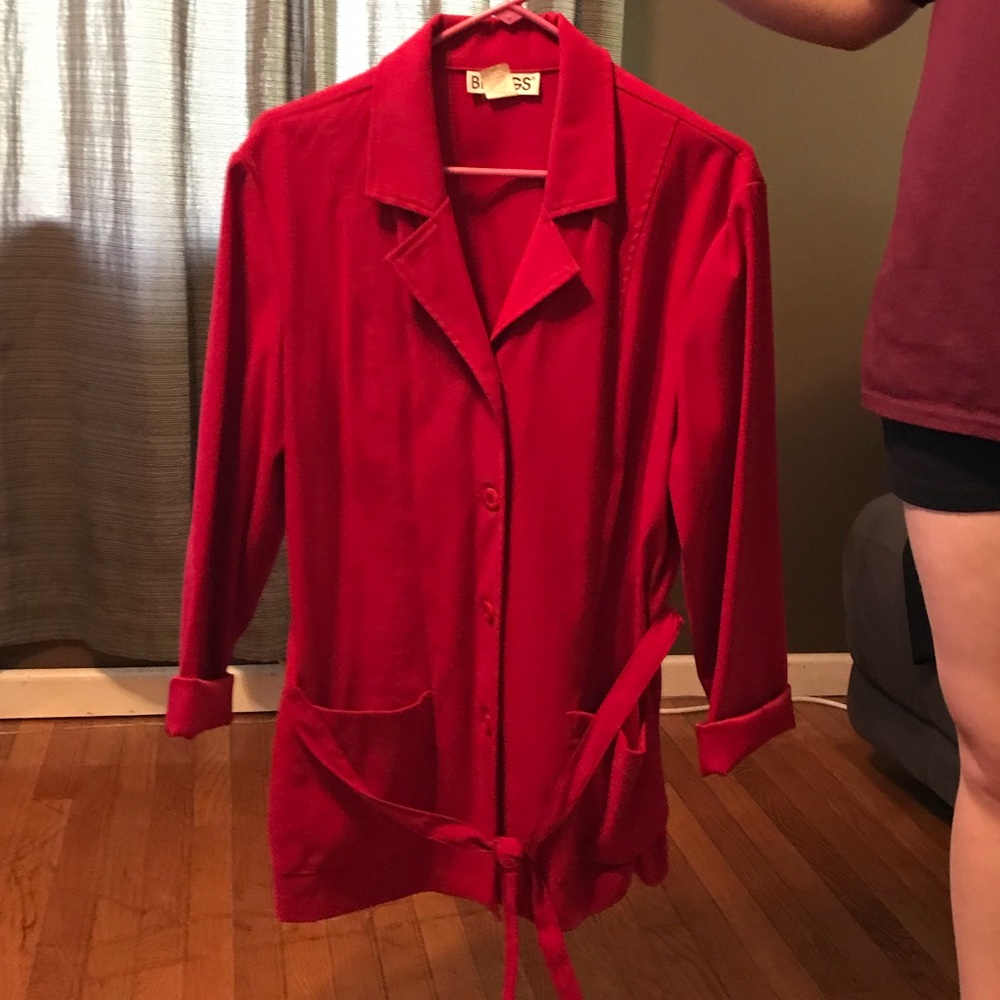 Women’s red belted jacket